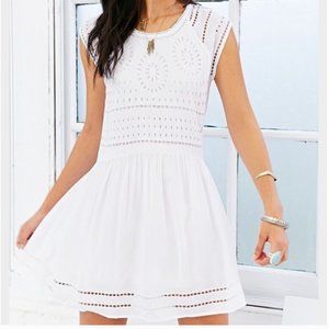Urban Outfitters Ecote Eyelet Babydoll Dress Mini Medium